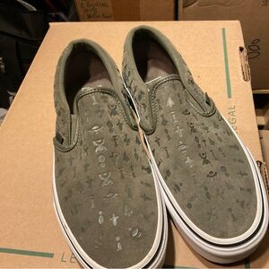Vans Olive Green Slip-On Shoes